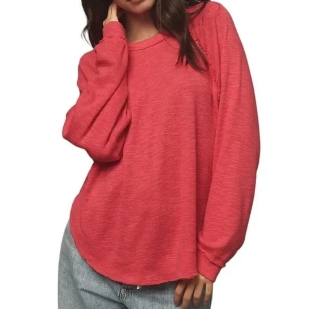 Pilcro Anthropologie Raglan Sleeve Ruffle Pullover